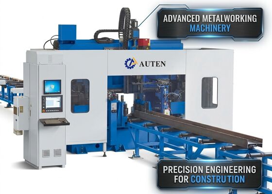 55KW Συνολική ισχύς Cnc I Beam Drilling Sawing Processing Machine Line 3 Εργαλειομηχανικά περιοδικά